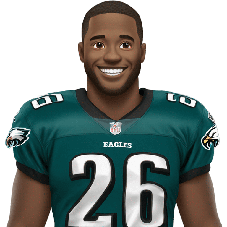 Eagles player wearing 26 smiling emoji