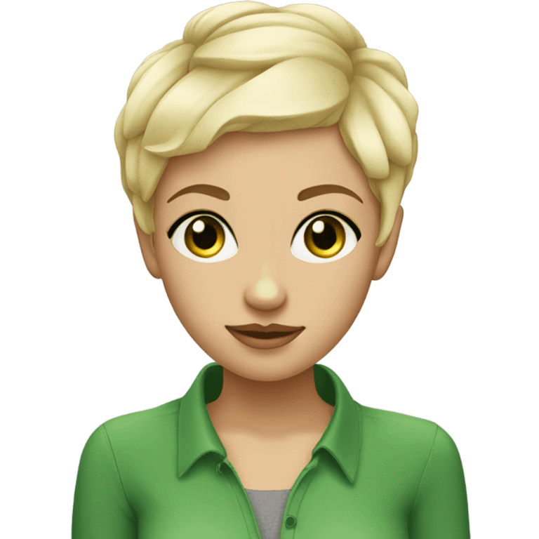 Blond girl pixie cut green eyes  emoji