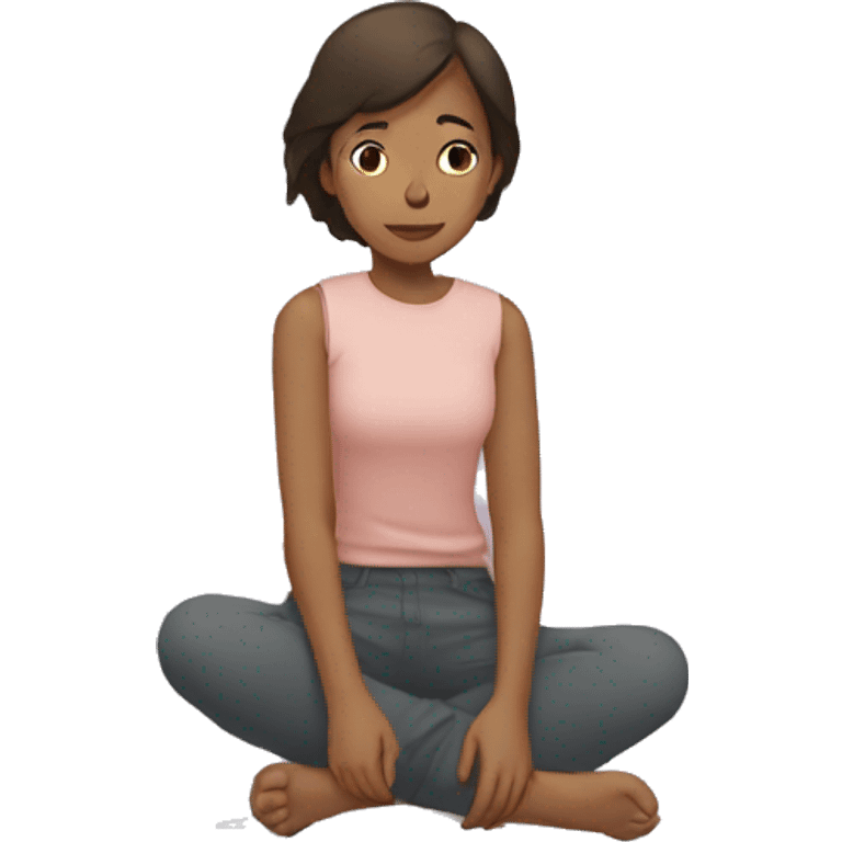 simplistic flattened girl sitting on ground emoji