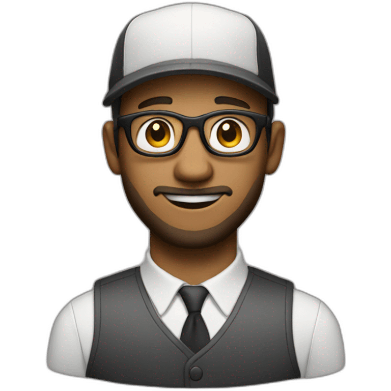 white man with glasses and a short beard with a cap that says "jazz baby" emoji