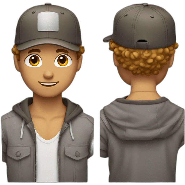 Curly short hair guy with cap emoji