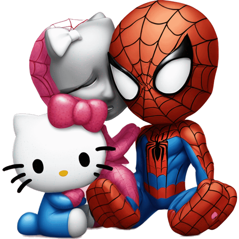 Spiderman and hello kitty kissing  emoji