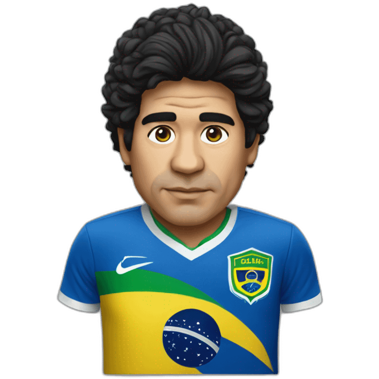 maradona with brazil soccer team shirt emoji