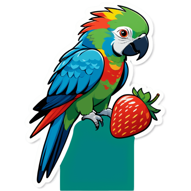 A parrot eating strawberries  emoji