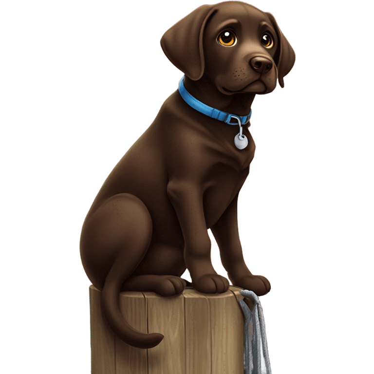 Chocolate Labrador on a power pole  emoji