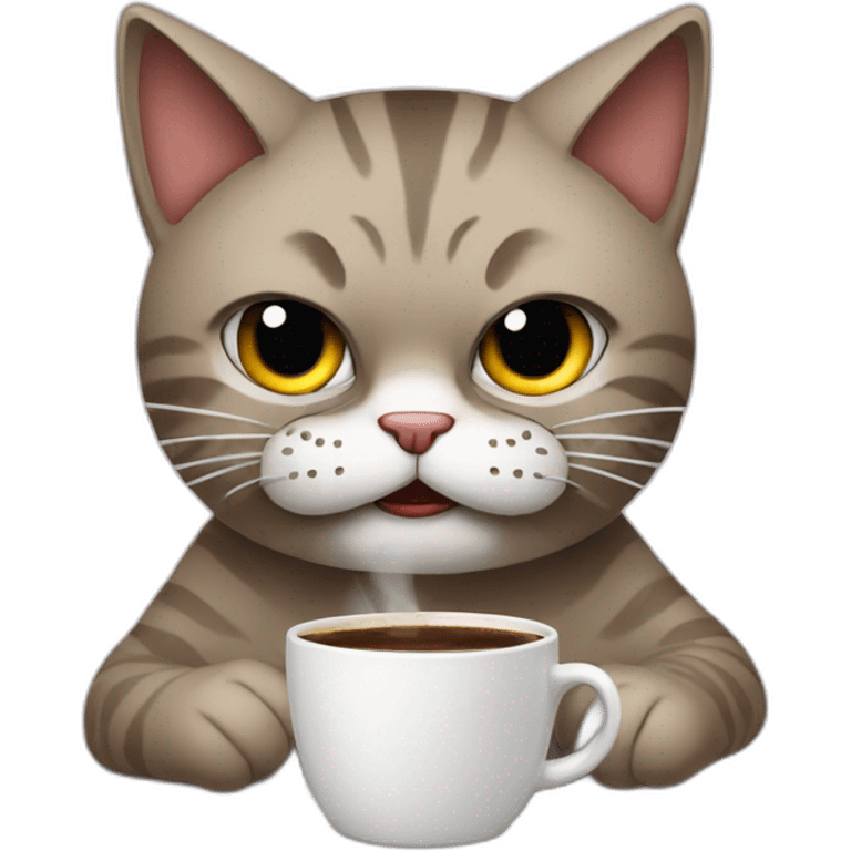 angry cat drinking coffee emoji