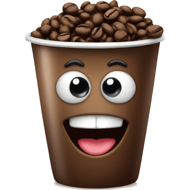 coffe beans with eyes and smile emoji