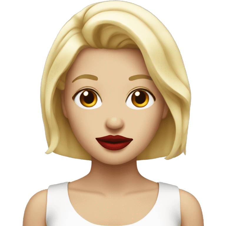 blonde with a square and red lips emoji