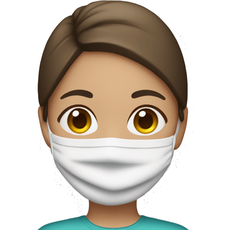 girl with brown hair in towel wearing face mask emoji