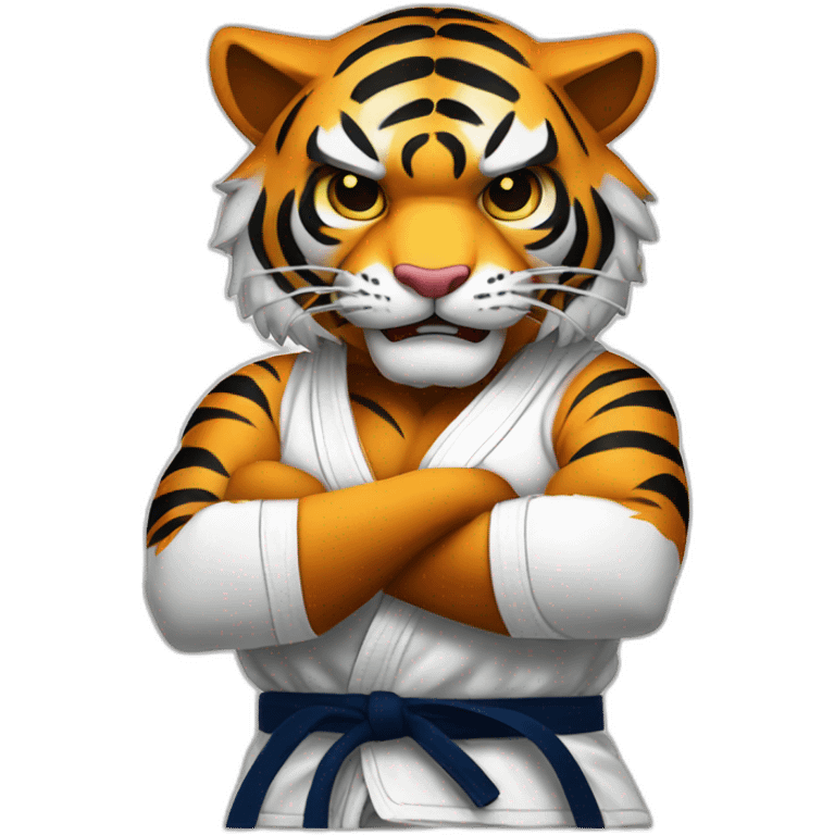 Tiger with evil face   jiu jitsu with his arms crossed emoji