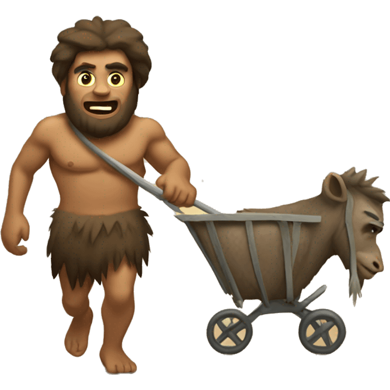 caveman pulling cart on back emoji