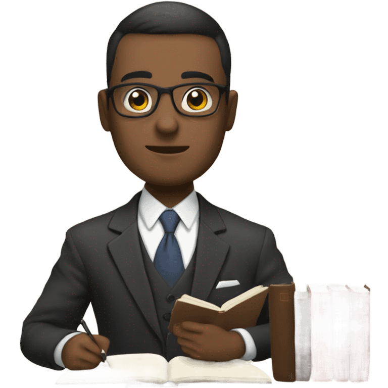 Man in suit studying emoji