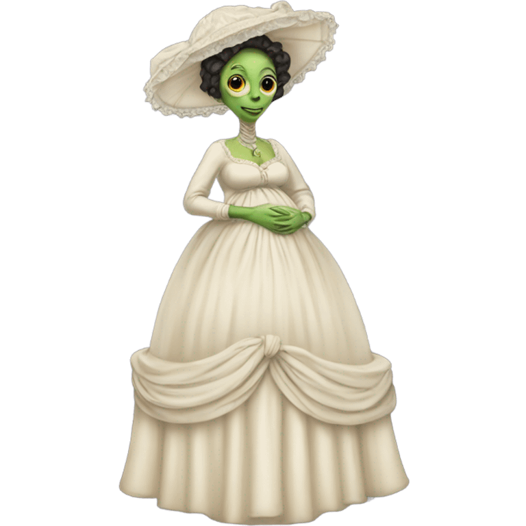 Pregnant alien woman, full body, in victorian elegant dress emoji