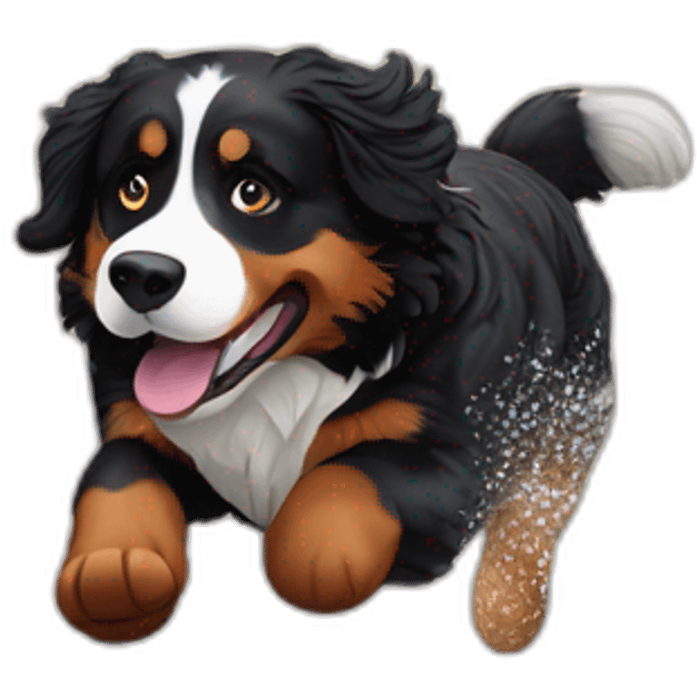 Bernese mountain dog running on snow emoji