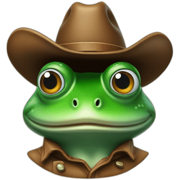 bust of mr frog wearing a cowboy hat emoji