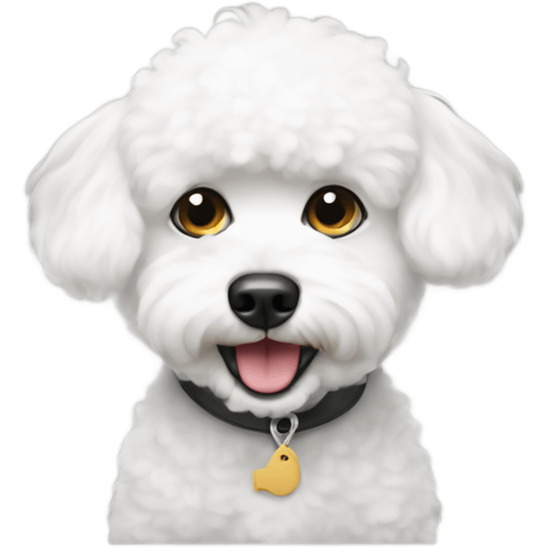 Small white bichon begging for food  emoji