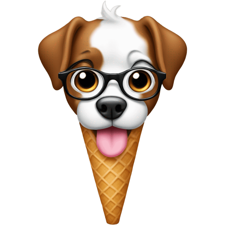 Dog with glasses eating cone emoji