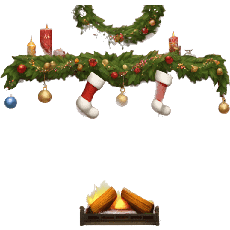 red fireplace decorated for christmas  emoji