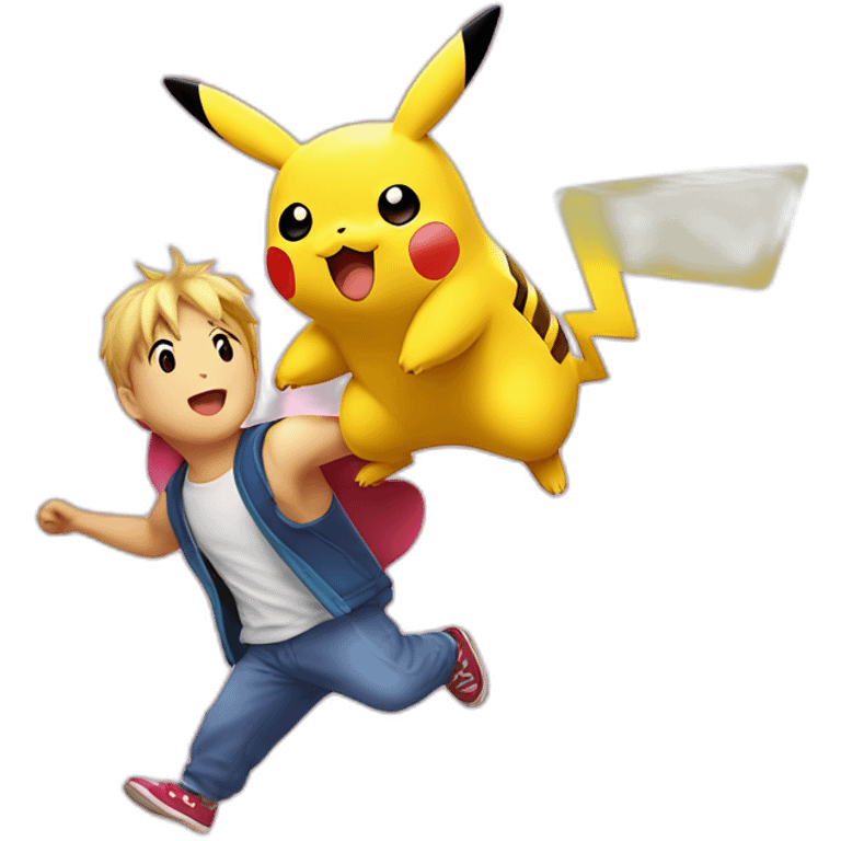 Pikachu and Kirby dancing emoji