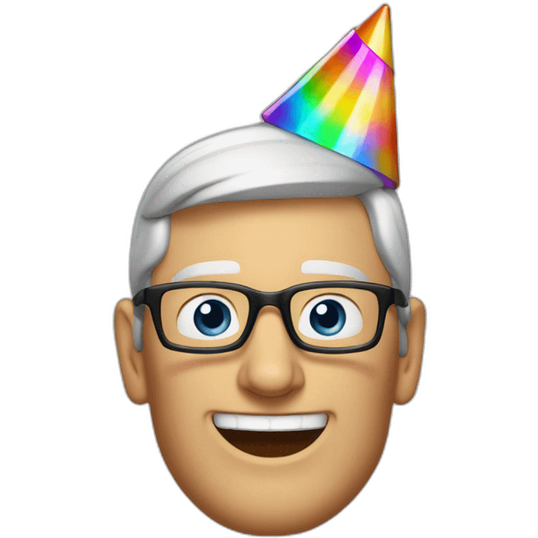 Tim Cook with party hat emoji