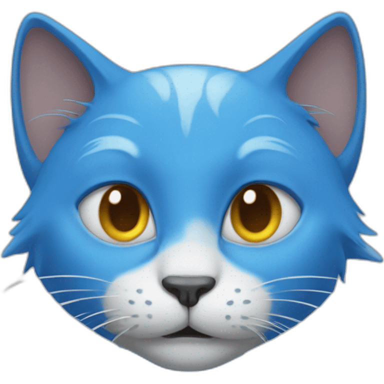 Blue cat with a smurf in his head emoji