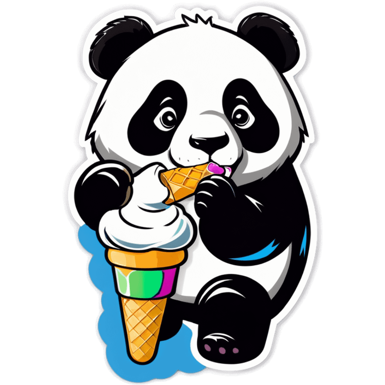 Panda eating ice cream emoji