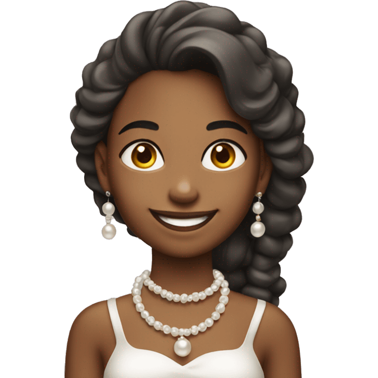 smiling girl in pearls jewelry emoji