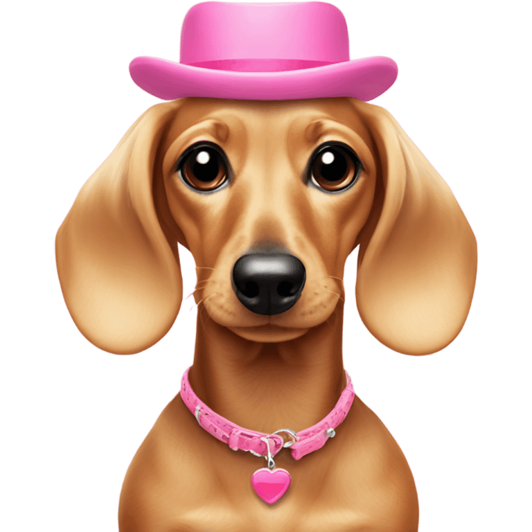 Blonde dachshund adorable with pink accessories  emoji