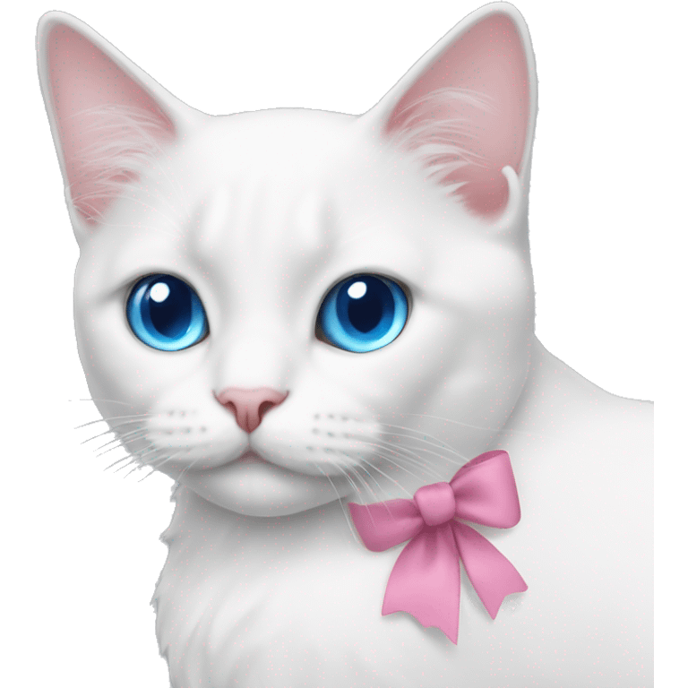 white cat with blue eyes pink bow emoji