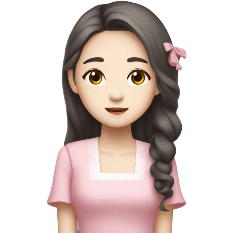 Wonyoung asian kpop cute white girl wearing pink dress  emoji