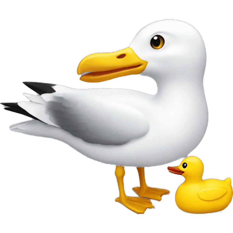 Seagull carrying a rubber duck  emoji