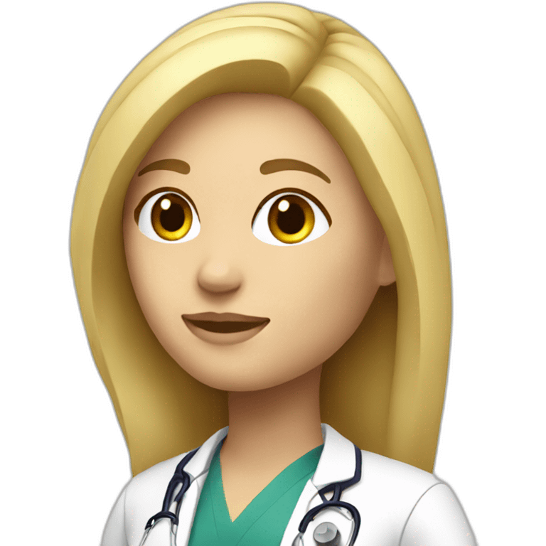 A blonde female doctor, oblique view emoji