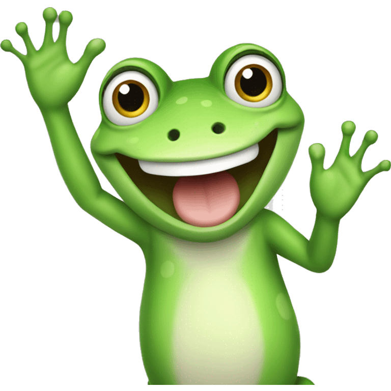 Happy Frog Waving Hi emoji