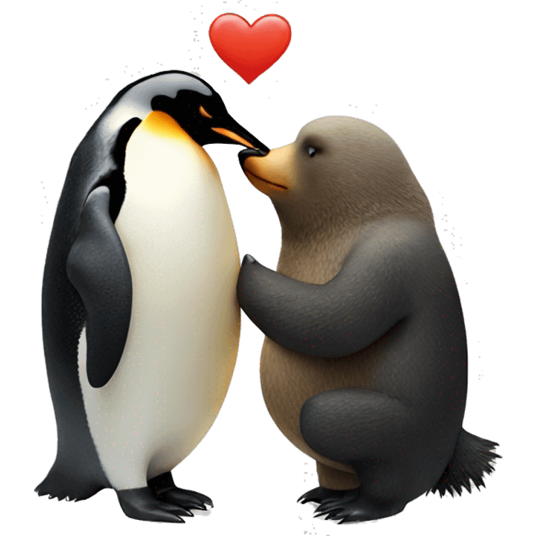 penguin kissing a bear emoji