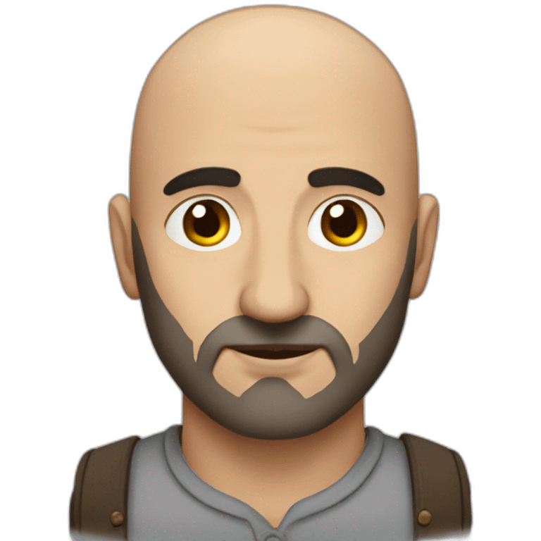 Armenian man bald with round face and big bard emoji