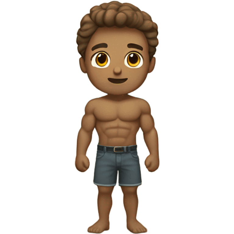 A strong white boy with brown hair at the beach emoji