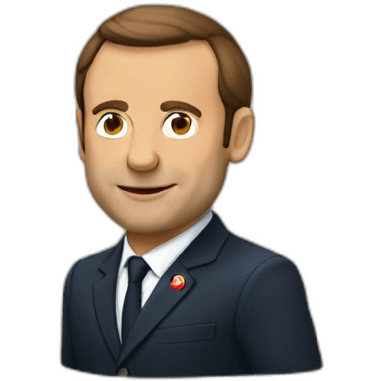 Macron sur une crotte emoji