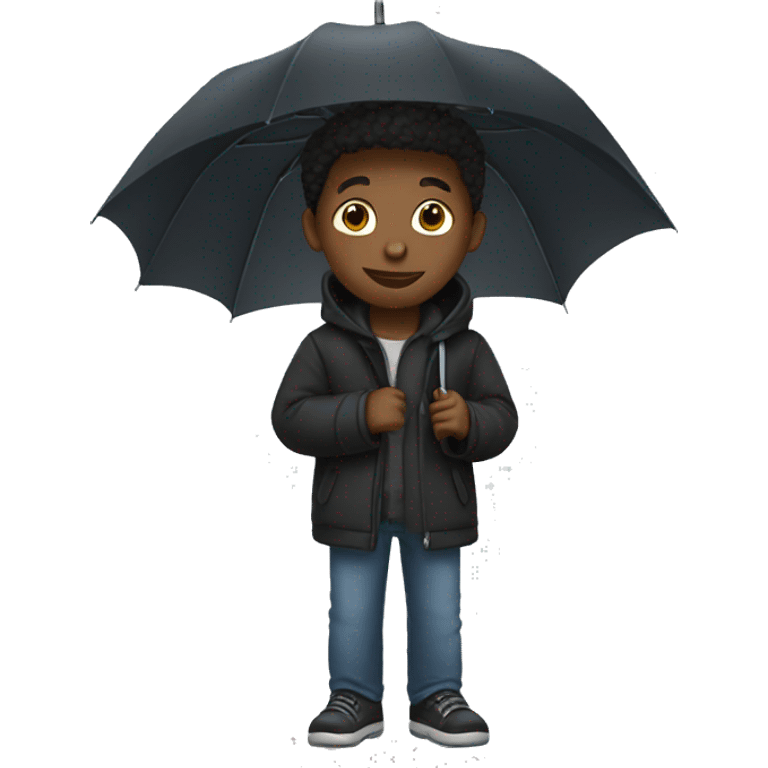 black kid with umbrella emoji