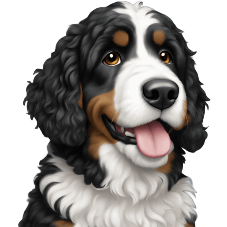 Black and white Bernedoodle emoji