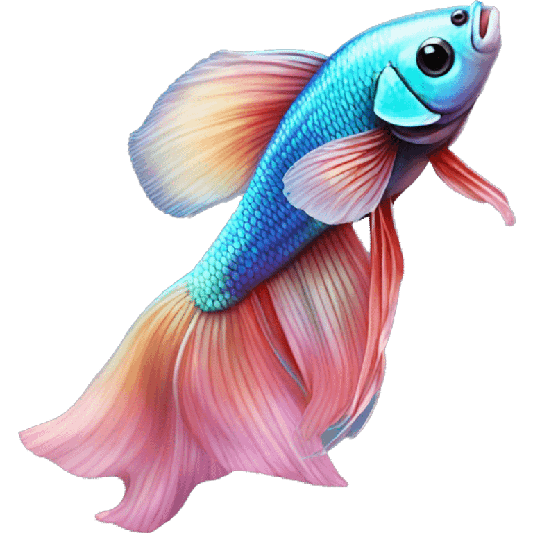 Pretty iridescent long fin betta fish realistic emoji