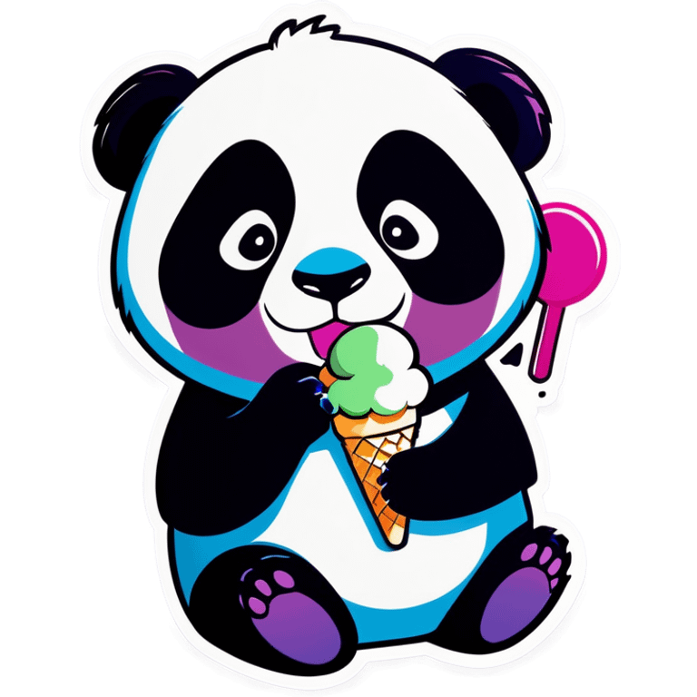 Panda eating ice cream emoji