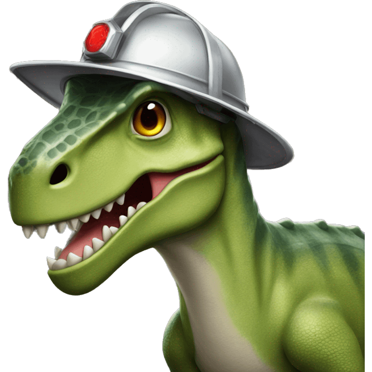 Dinosaur with fireman’s helmet emoji