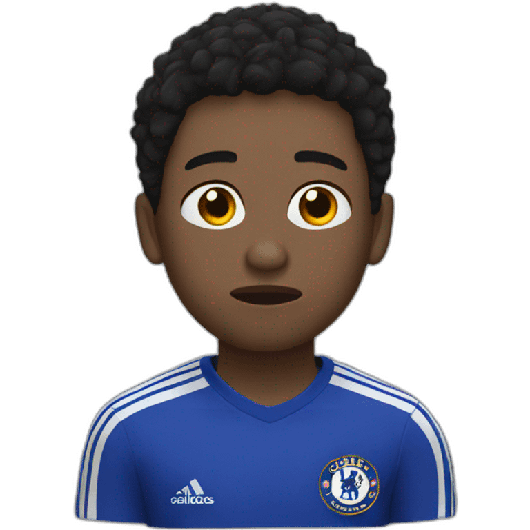 Black Chelsea fan crying with short hair emoji