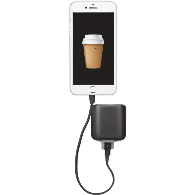 Phone charger and coffee emoji