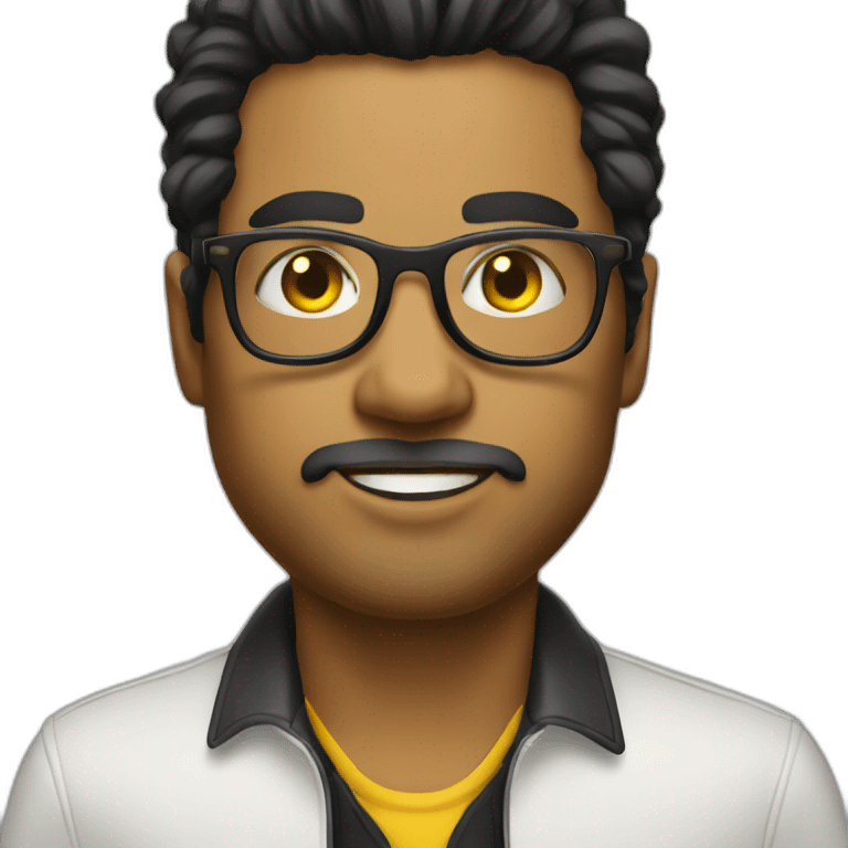 white entreprenuer with yellow tinted glasses and combed black hair emoji