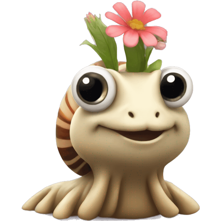 Snail with flower crown emoji