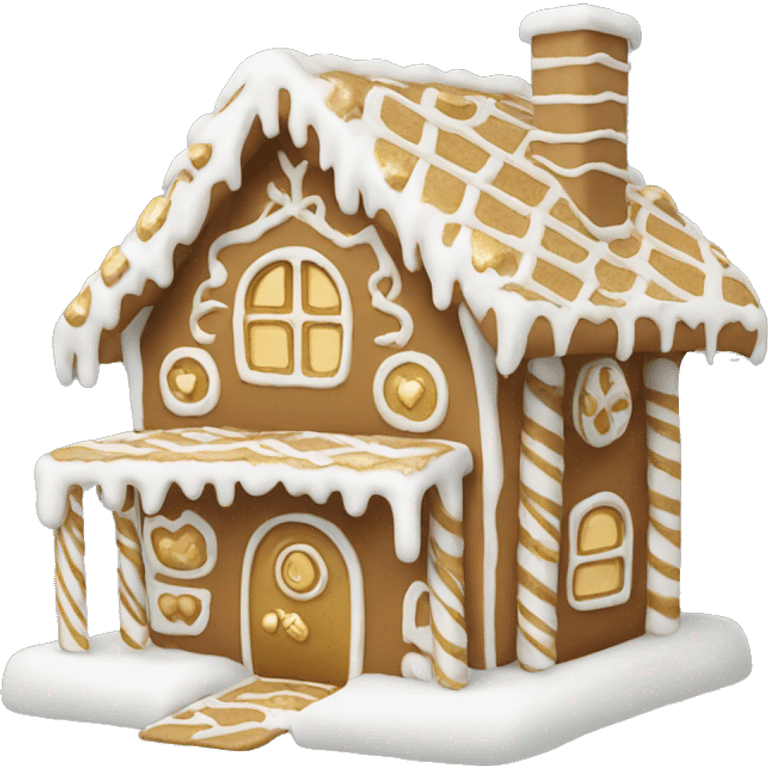 White and gold gingerbread house emoji