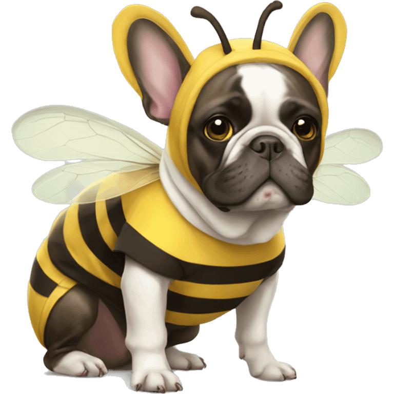 French bulldog in a bee costume emoji