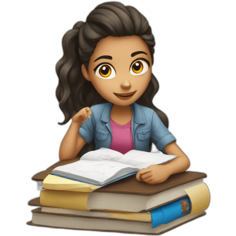 smart girl doing homework emoji