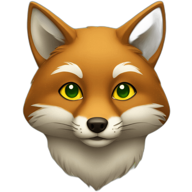 brown fox with yellow eyes and a green dark hood emoji